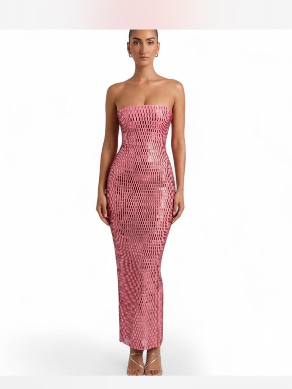 Oh Polly Pink Rhinestone Maxi Dress